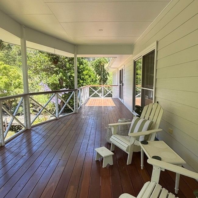 Queenslander verandah painted in white, Sunshine Coast