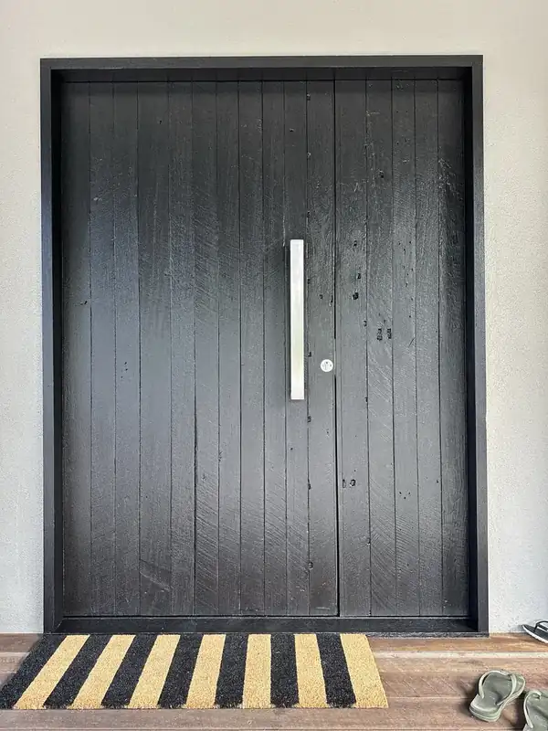 Black timber entry doors