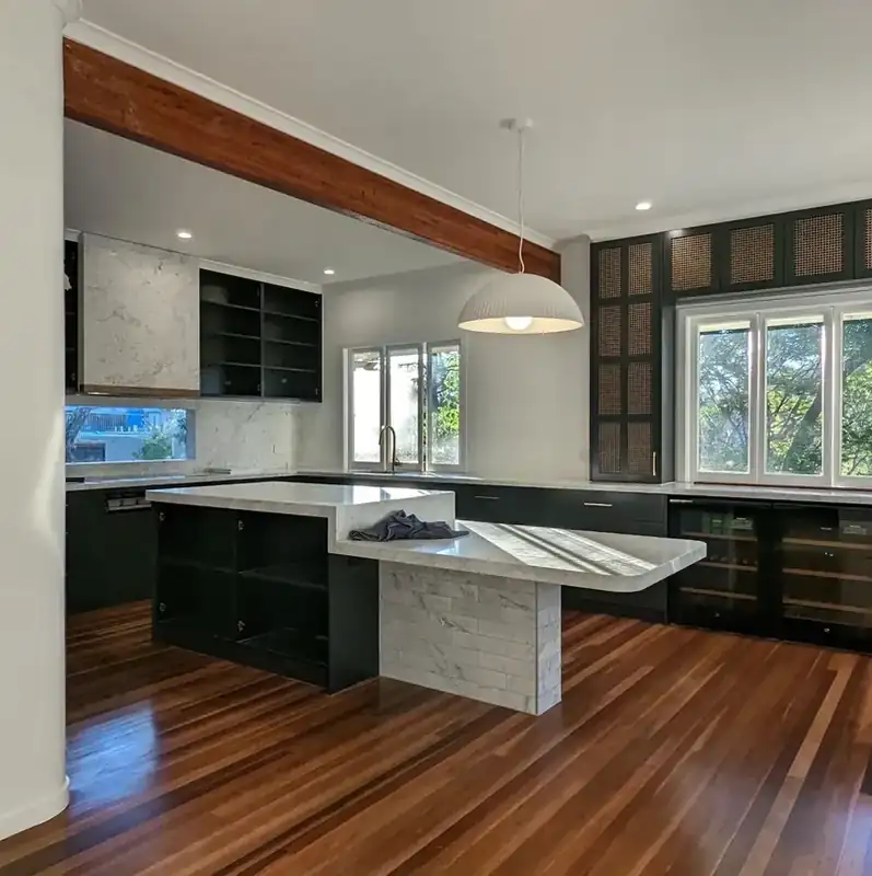Kitchen cabinetry, spray finish