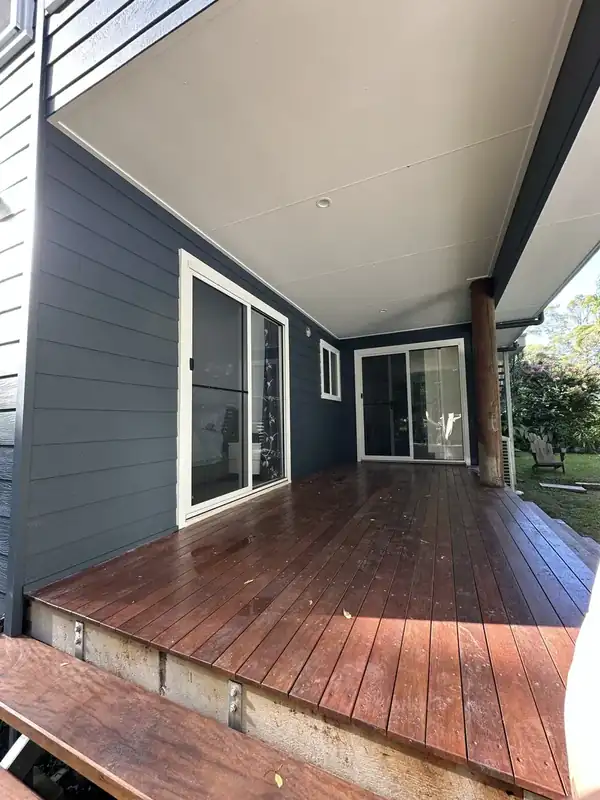 Weatherboard exterior and deck